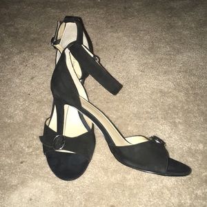 Black sexy suede ankle strap heels